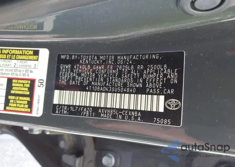 2025 Toyota Camry Le from USA, damaged, VIN 4T1DBADK3SU504840
